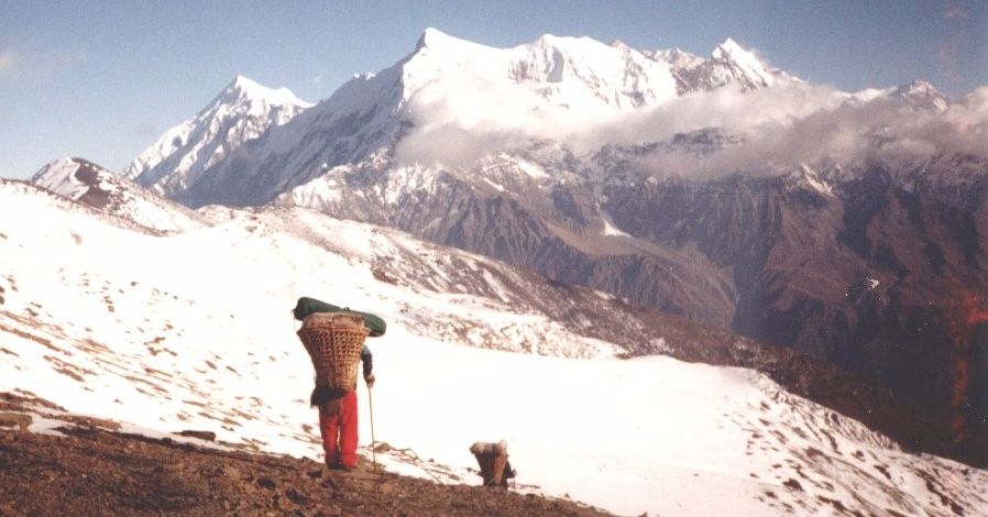 The Annapurna Himal on descent from Thapa ( Dhampus ) Pass into the Kali Gandaki Valley