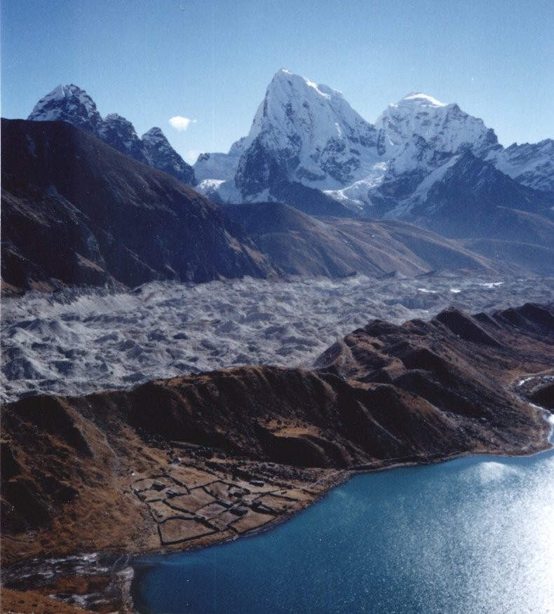 Cholatse and Taboche and Ngozumpa Glacier from Gokyo Ri