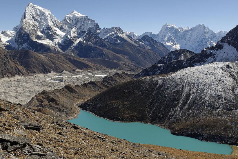 Cholatse and Taboche above Ngozumpa Glacier and Gokyo Lake