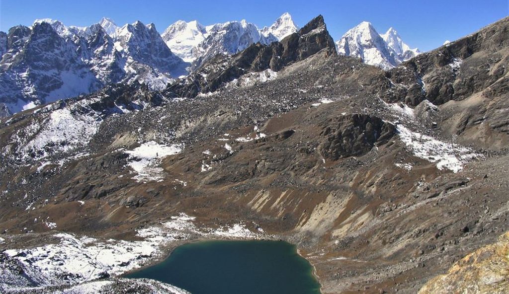 Peaks in Rolwaling Himal from Renjo La