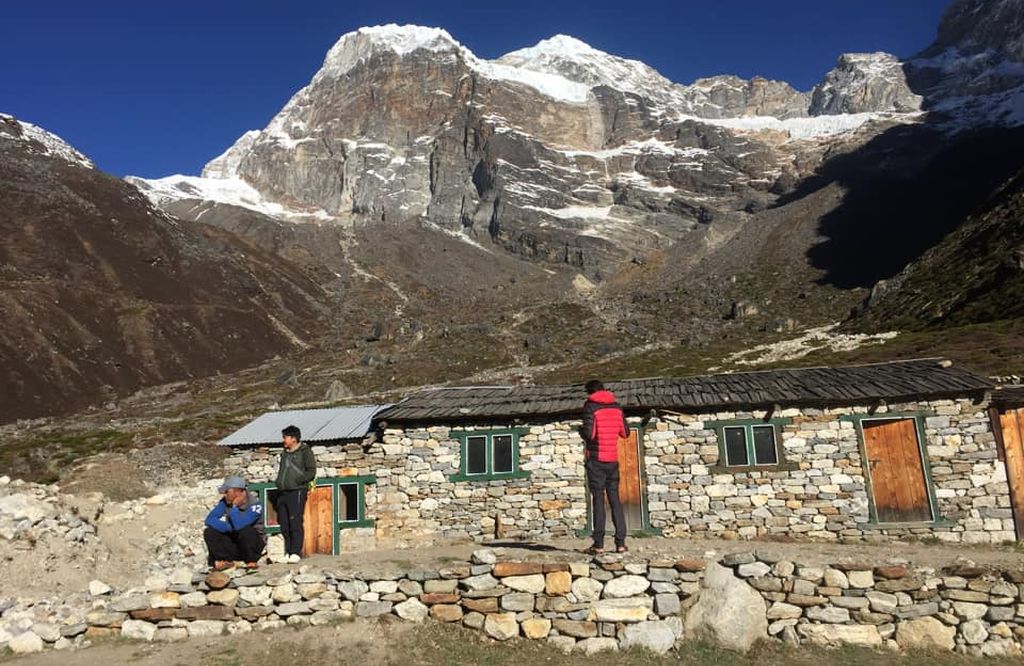 Mera La from lodge at Tangnag in Hinku Valley