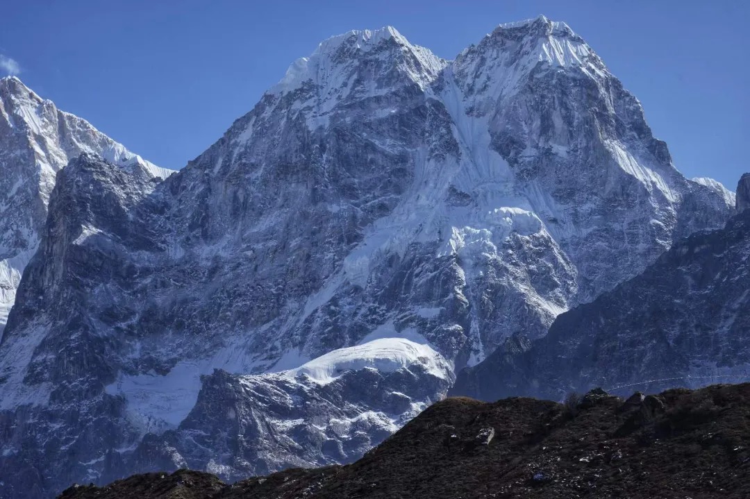 Sobithongie ( 6669m ), Phole ( 6645m )  from Kambachen in the Ghunsa Khola Valley