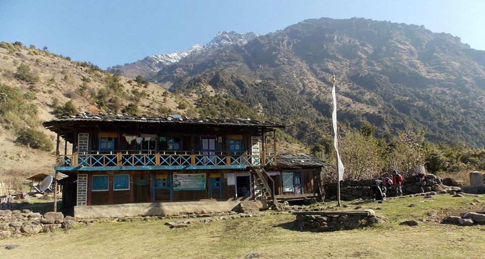 Trekking lodge in Ghunsa Valley in the Kangchenjunga region of the Nepal Himalaya