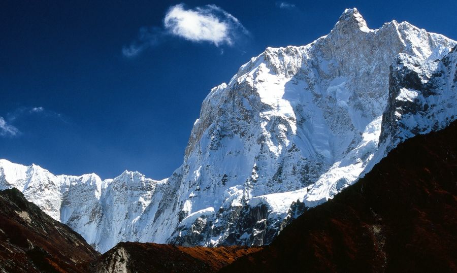 Jannu ( Khumbakharna ) from above Kambachen in the Ghunsa Khola Valley