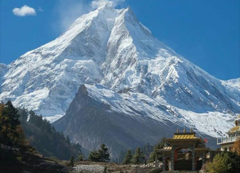 Mount Manaslu from the Buri Gandaki Valley