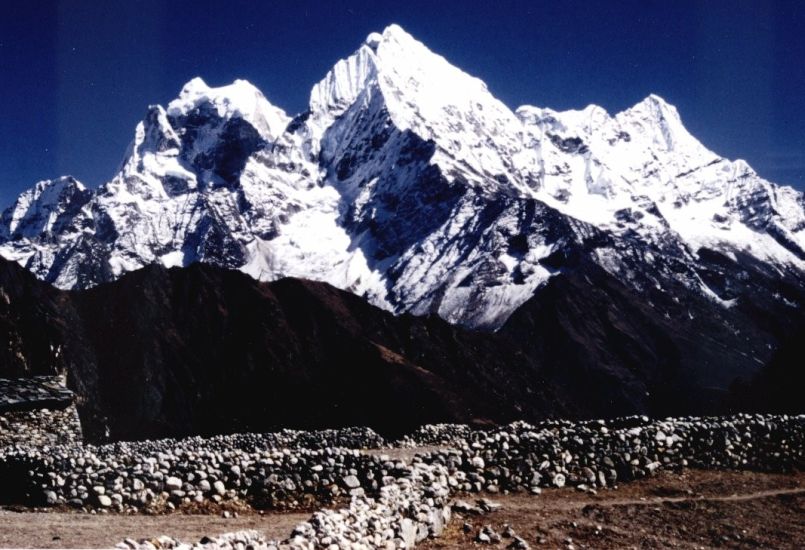 Mount Kang Taiga and Thamserku from Thame Village