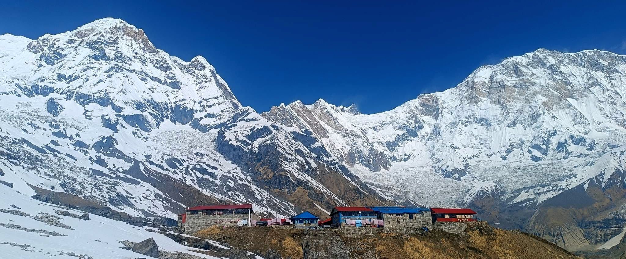 Annapurna South Peak and Annapurna I on approach to the Sanctuary