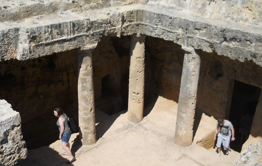 Signpost at the entrance to the "Tombs of the Kings" at Paphos on Cyprus