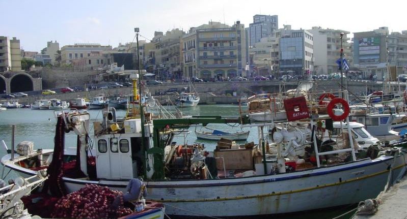 Harbour at Iraklio on Greek Island of Crete