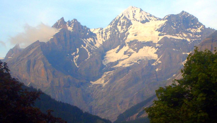 Sunset on Blumlisalphorn in the Bernese Oberlands Region of the Swiss Alps