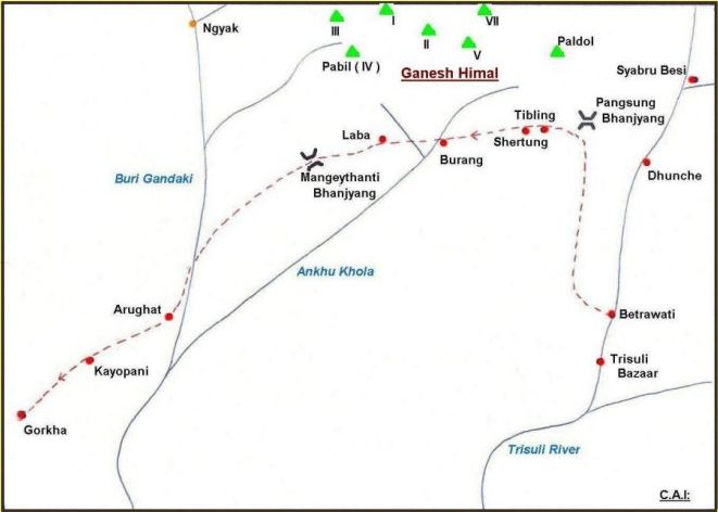 Location Map for Paldor in the Ganesh Himal