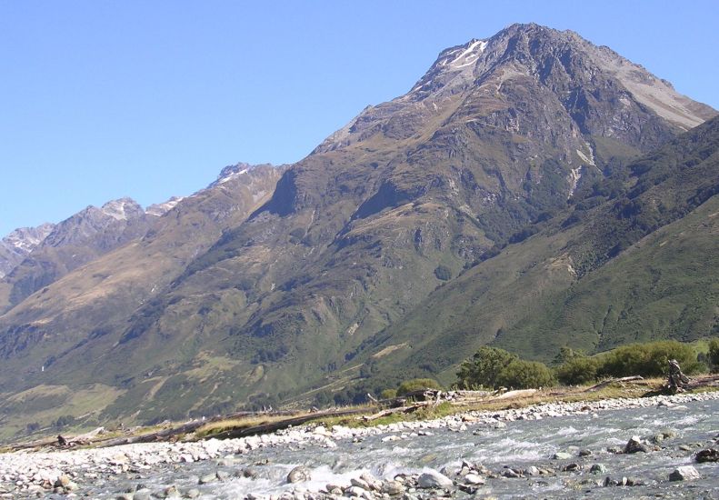 Dart River in the Southern Alps of the South Island of New Zealand