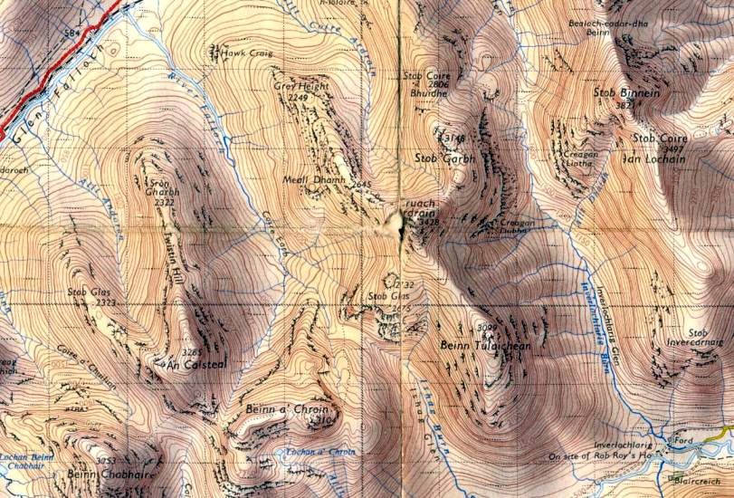 Map for Beinn a'Chroin and An Caisteal