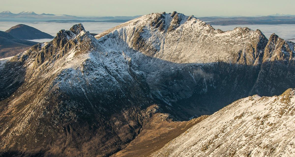 Cir Mhor and Caisteal Abhail from Goatfell on the Isle of Arran