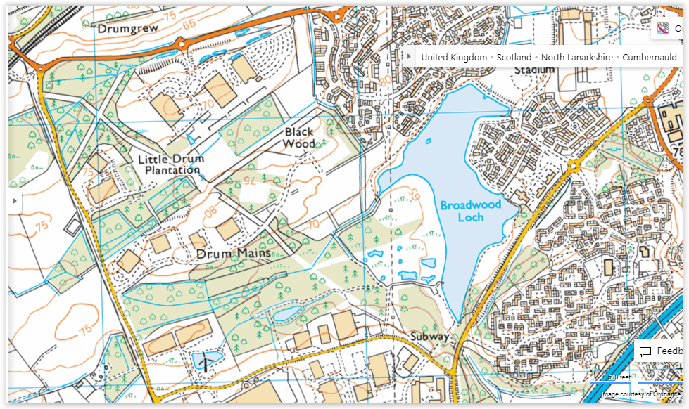 Map of Broadwood Loch at Cumbernauld