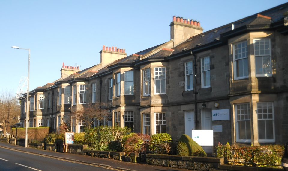 Terraced houses in Drymen Road in Bearsden