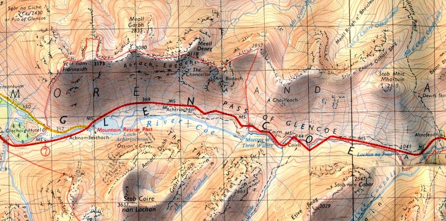 Map of Aonach Dubh in Glencoe