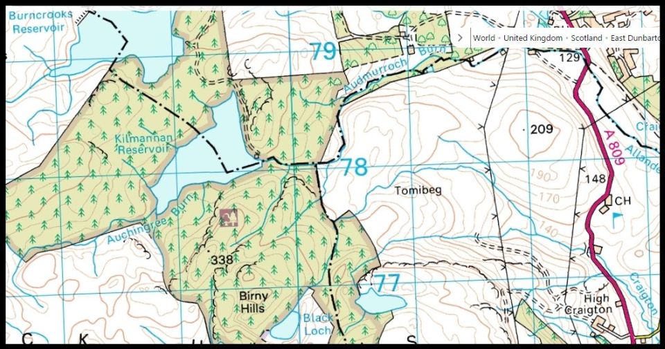 Map of Kilmannan Reservoir