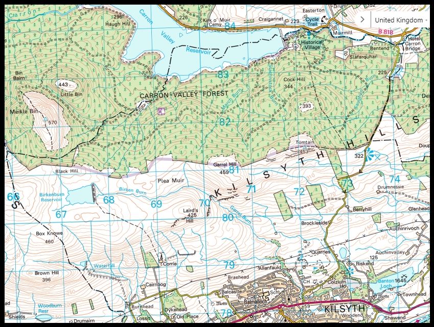 Map of Kilsyth Hills