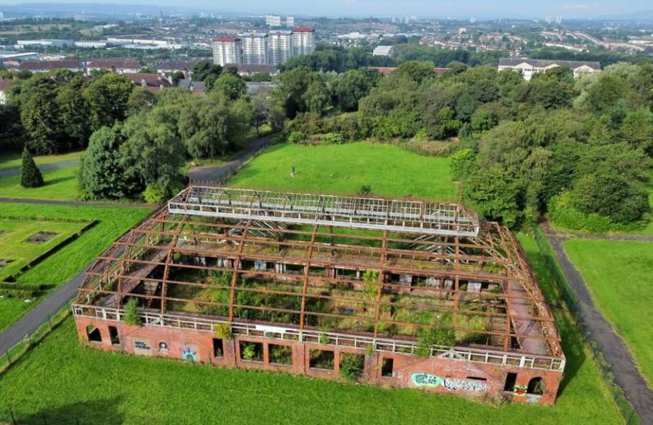 The derelict Winter Gardens in Springburn Park