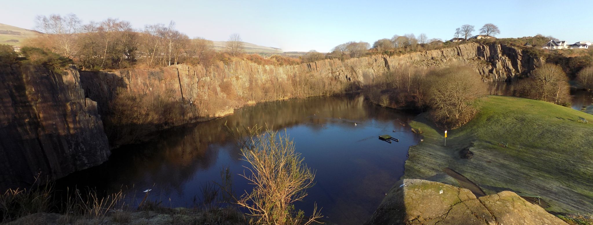 Flooded old quarry at Auchinstarry Park at Kilsyth