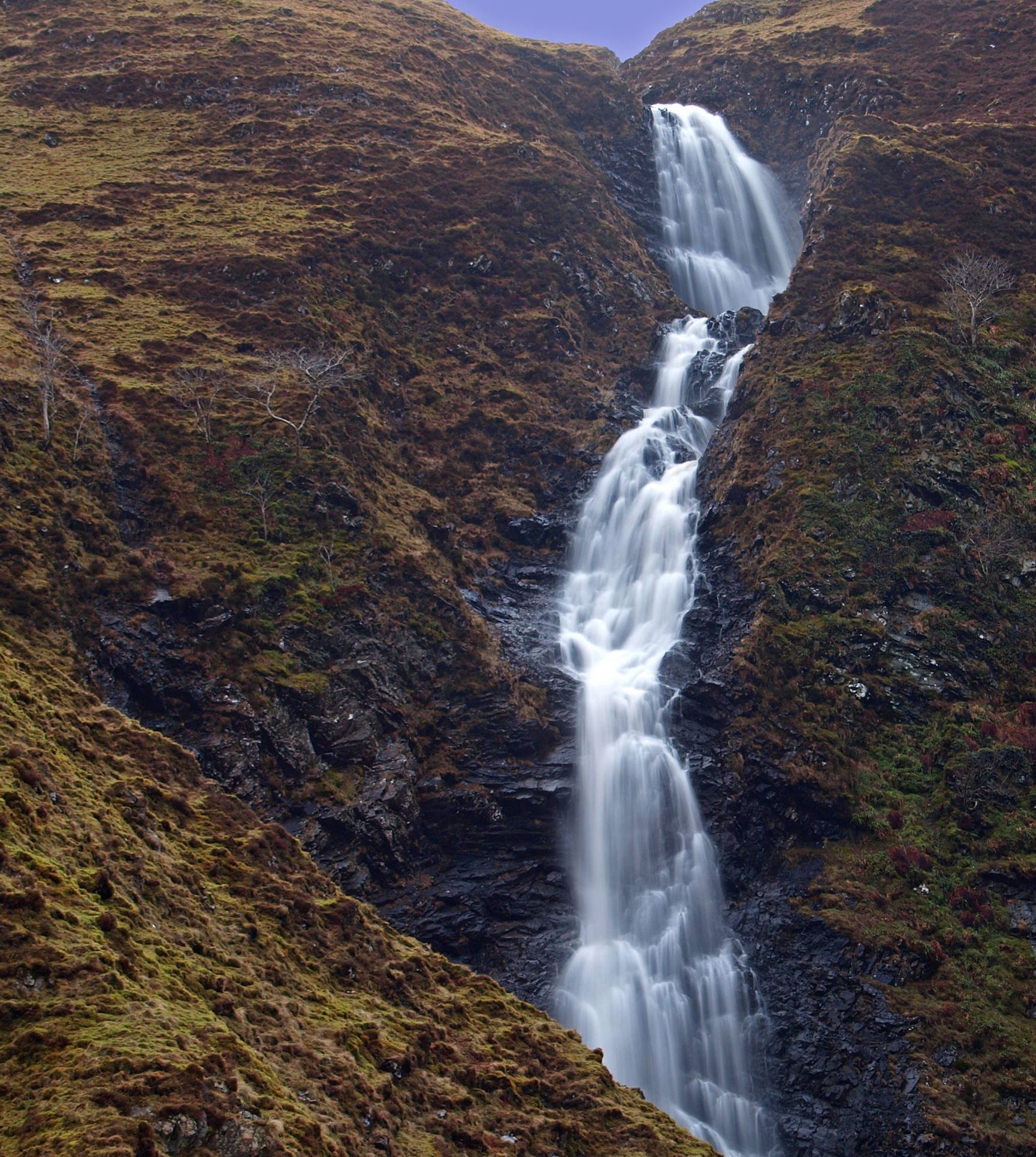 The Grey Mare's Tail Waterfall on ascent to White Coomb