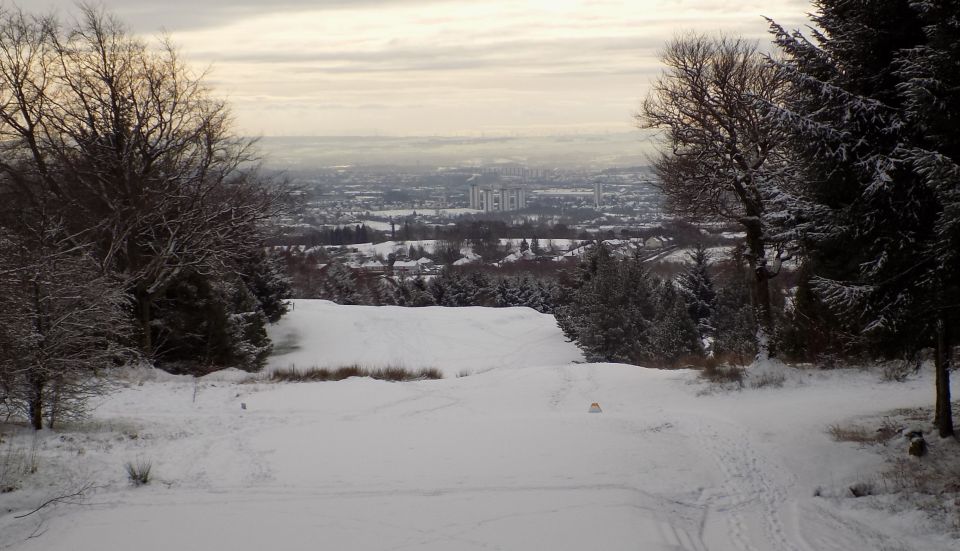 High rise buildings in Glasgow from Windyhill Golf Course