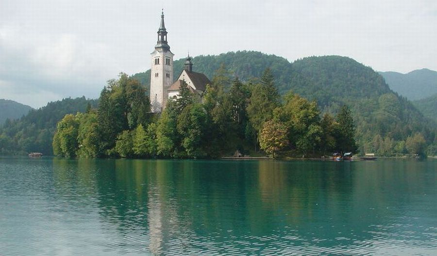 Church on Island in Lake Bled in Slovenia