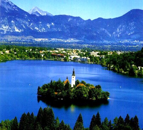 Church on Island in Lake Bled in Slovenia